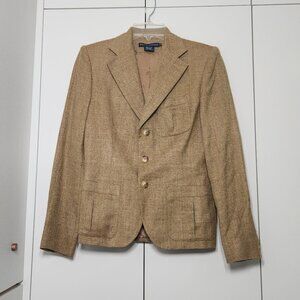 Ralph Lauren Check Blazer Linen-Silk-Wool Jacket Size 4 Brown